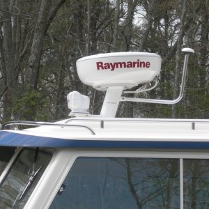 Media 'Strut mount for 4KW dome, Go Light remote spotlight and second GPS for Raymarine E-80' in album 'THE BOATYARD IN COD CREEK
MY PIER'