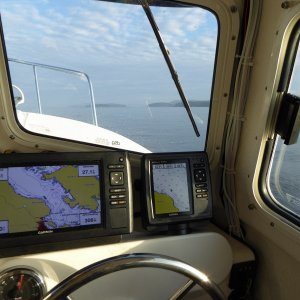 Cruising up a flat calm San Juan Channel.