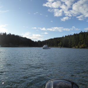 Happy to be leaving Shallow Bay on Monday morning. Got knocked around all night by rolling swells coming in from Georgia Strait. Possibly one of the bounciest nights I've spent aboard, and one of the reasons I prefer the buoys in this relatively exposed bay, although the anchored boats were fine.