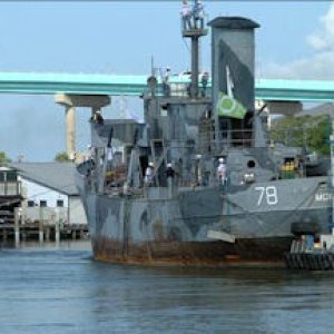 Media 'USCGC Mohawk-7-1-2012-Leavinf Fort  Myers Yacht basis-Matanzas Pass on her way to final resting place' in album '7-1-2012 - Fort Myers Beach stationed USCGC Marlin ,'