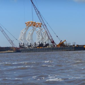 Media 'The river is very industrial between the Gulf and the I 10 bridge. Port Arther, Orange, and (on the adjoining Neches River) Beaumont, Texas all add to the heavy traffic.' in album 'Sabine light house (abandoned).'
