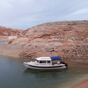 Saturday morning just before raising the anchor. East side of main channel just before Forgotten Canyon Saturday 8-31-13.