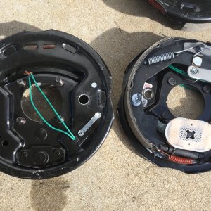 Step 1, drill holes in brake backing plates to add fittings.