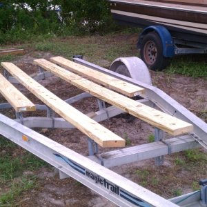Media 'rebuilding trailer new bunks ,rugs etc.and new radial tires' in album 'coming back with friend on my cc-23 trailer'