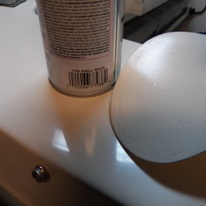 This is the Rustoleum paint that I used.  I sprayed my spare prop to see how close it was to the C Dory gel coat color.
