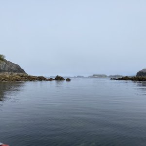 The pinnacle rock JoLee & I passed by between it & shore in 2012