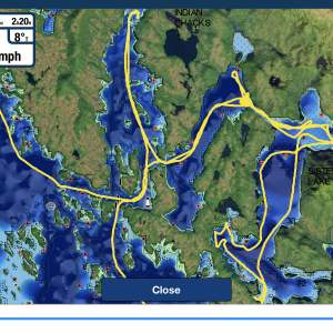 The three fast water channels to Sister Lake.  The last is very fast