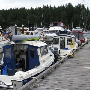 At the small marina in Thetis Island.  Dreamer then C-Renity and Madi's Bunk.  After the CBGT we went through the fog up to Thetis