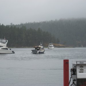 R-Matey ranger tug departing Montague Aug 2010 after overnight with gathering.