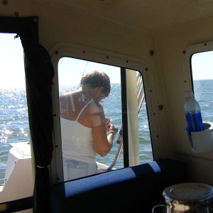 Betty, hard at fishing