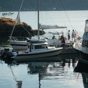 We found space at the dock! Wouldn't have fit if we had a bigger boat..
