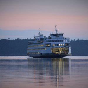 Ferry leaving Sunday morning before sunrise