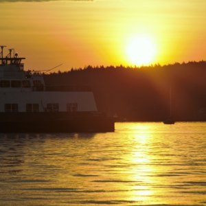 Sunrise as another ferry arrives