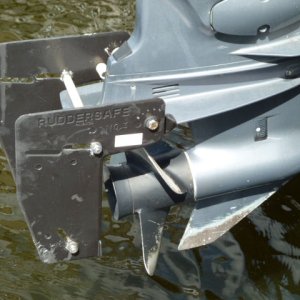 Media 'F80 Yamaha with "Ruddersafe" attachment. Huge improvement in steerage in minimum/no-wake speed zones which are prevelent in Manatee zones and canals.' in album 'Susie onThe SusieQ'