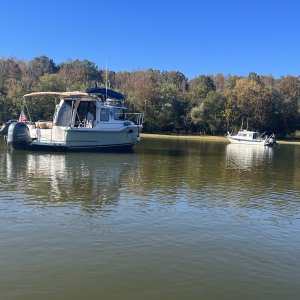 Mystery Girl and C-Traveler anchored in Hickman Creek
