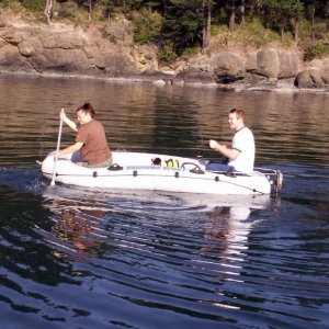 Lydia and Conor in Dinghy at Clark Island 8-13-06