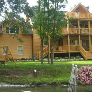 One of many beautiful homes along the waterway, this one on Crooked River.
