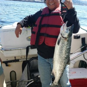 Media 'Kent sister, 1st salmon caught on boat' in album 'Sis from Cali - 1st fish ever!'