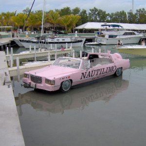 Pink Caddy boat Limo boat.