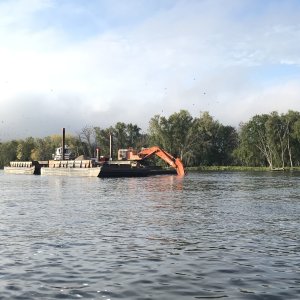 Dredge in operation