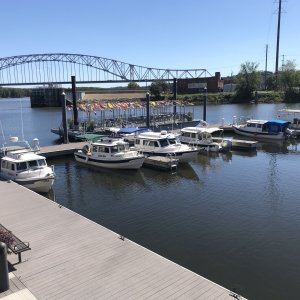 All of us in our slips at Port of Dubuque Marina