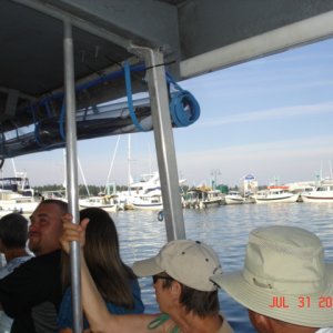 On the shuttle ferry to
the Dingy Dock Pub