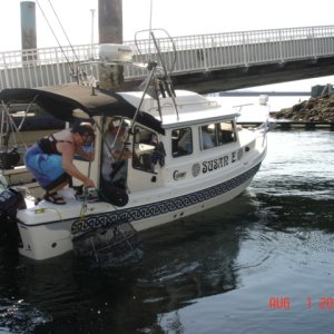 This is how Tom trolls for crab in the boat basin on the SUSAN E