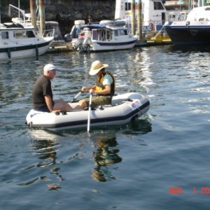 Jan & Stacy in the dinghy
