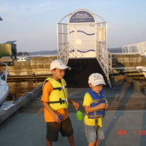 Dominic & Griffin show
off their new C-Dory hats
