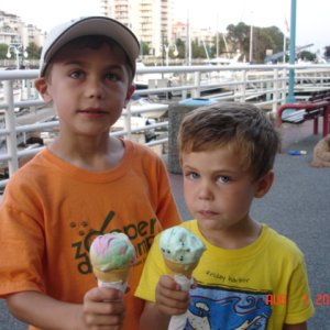 Boys get ice cream cones