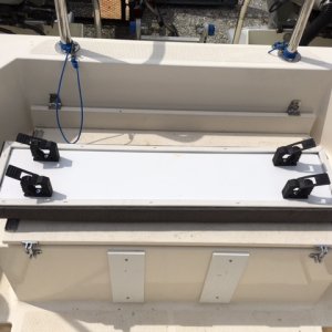 Backrest removed for travel, fishing, swim step access etc.
