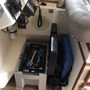 Tool kit/step opened. Also note fender and float cushion for easy reach