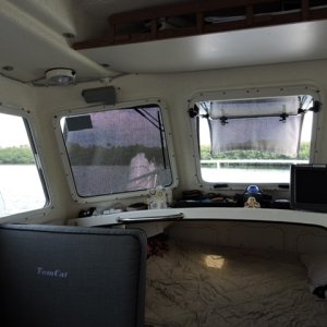 Media 'Forward part of full exterior shade cloth curtains' in album 'Boat on trailer full cockpit enclosure'