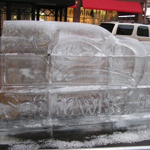 Media 'Super Bowl XL Ice Sculptures of the Seahawk logo at the Detriot Motown Winter Blast' in album 'If I can't go boating I can still drive the Zamboni'