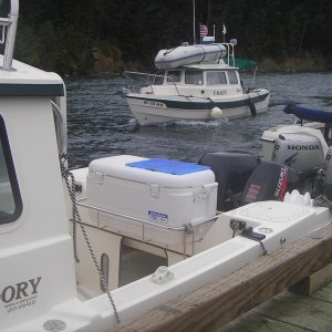 Media 'C-Daisy arriving at Sequim Bay State Park dock for the SBGT-07, looks like good company here.' in album '"Enforcement" came in with the Indian canoes.  It's a support boat traveling with the "Tribal Journey -07"'