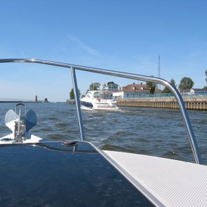 (C-batical) Approaching Muskegon, MI harbor from Lake Michigan.