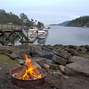 Keeping warm with a campfire and good C-Brat company on Saturday evening