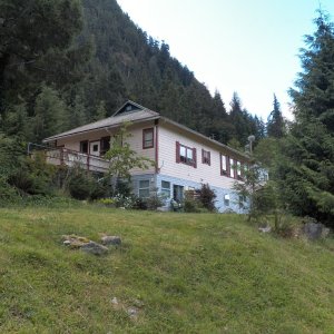 The old hospital (now rented rooms with kitchenettes).  When built in the 1930's, it was the largest medical facility north of Port Alberni (10 beds).