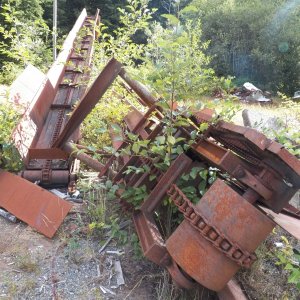 Zeballos was a mining town and the evidence is around in the bushes.