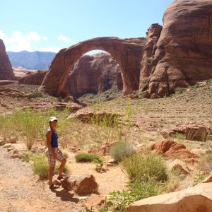 Media 'Anne at Rainbow Bridge Arch in Lake Powell' in album 'Intrepid hikers to Cookie Jar - day 2 of Lake Powell - UNREAL!'