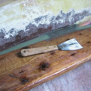 detail; i used 1 inch ply for a stronger perimeter due to the added stresses that might come from an added hatch...  also shows putty where the wood was not fit tight into the new design (cheating!) LOL