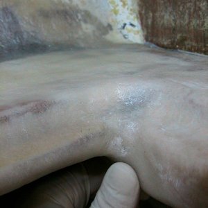 top part starboard side corner by helm
