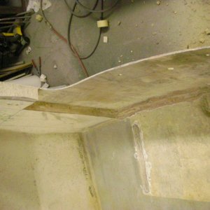 got all the wet stuff out and cleaned up, ready for new transom (2 layers of 3/4" marine plywood with 3 layers of glass between...