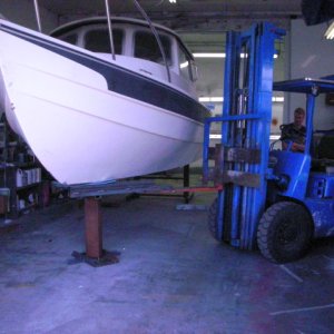 setting boat on the racks