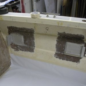 1/4" aluminum mounting brackets for fuel tank, ready to be glassed in