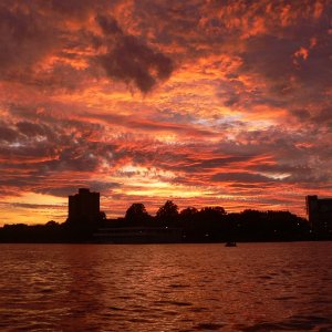 Sunset on the Charles River looking at MIT just before the 4th of July fireworks