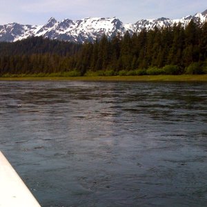 View of mountains on west side of inlet.