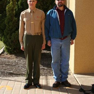 James and DAD in same spot  20years and 1 week