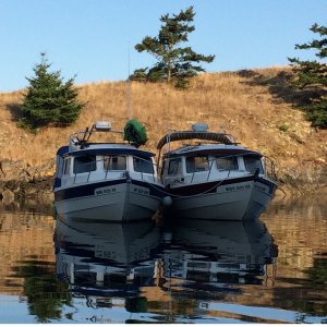 C-Change and Daydream Rafted in Tombolo Cove, Decatur Island