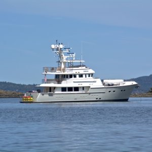 One of the yachts anchored in Prevost